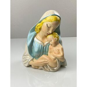 Vintage Porcelain Statue Virgin Madonna Mary Baby Jesus Religious Beautiful EG19